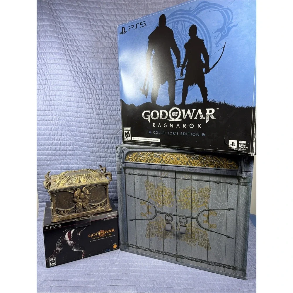 Bundle God of War Pandora's Box + Ragnarök Collector Edition Mjölnir PS3 PS5 CIB